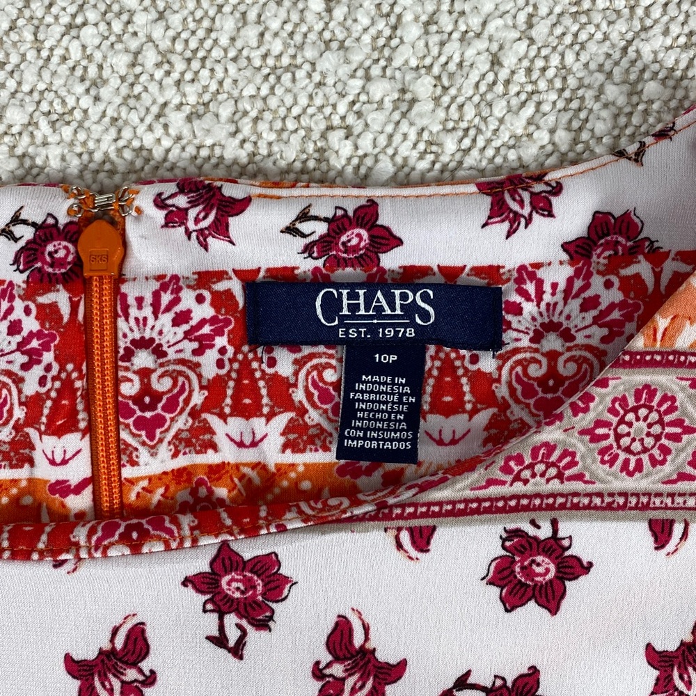 Chaps Orange & White Patterned Three-Quarter Slee… - image 2